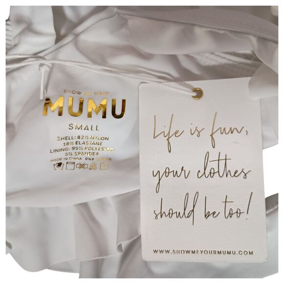 Show Me Your MuMu Bikini Top Women Small White Ruffles - Picture 4 of 5